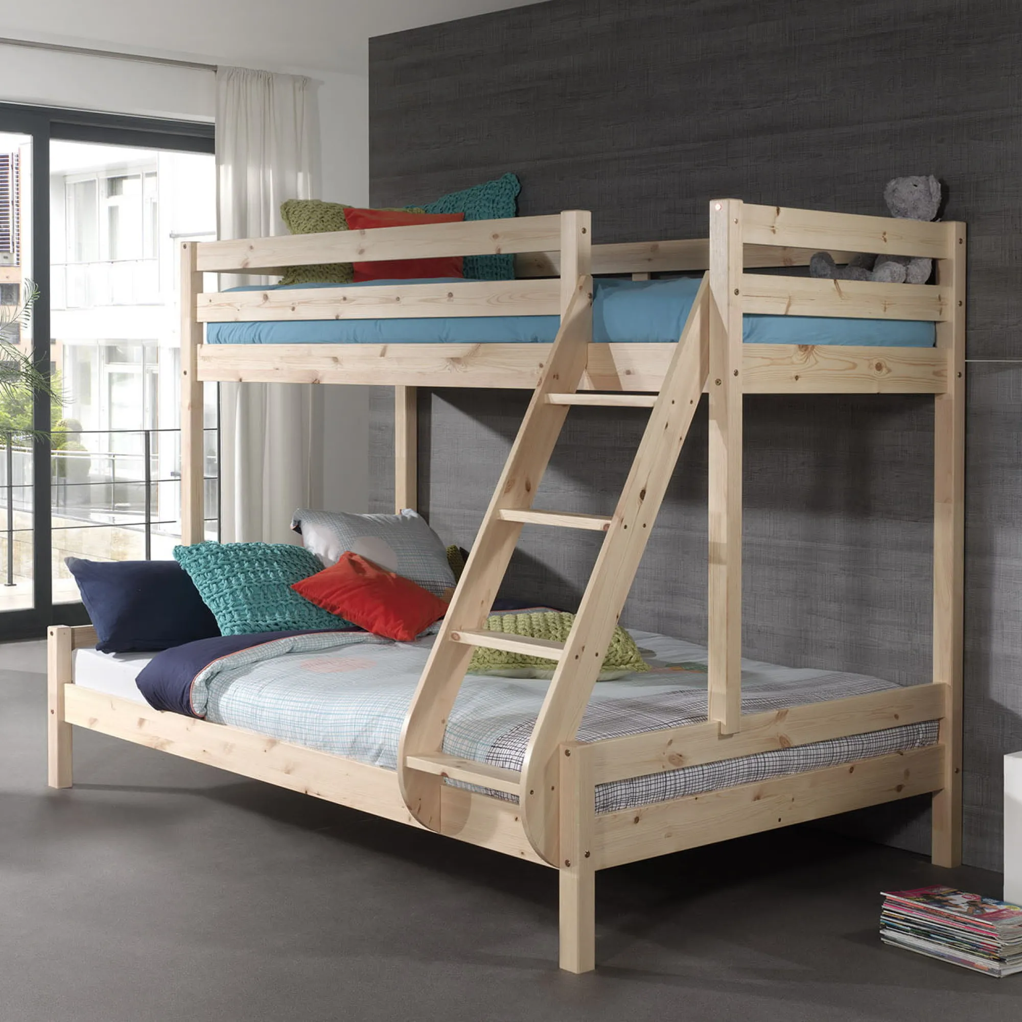 Kinderbedden^Huisenthuis Triobed Charlie Grenen