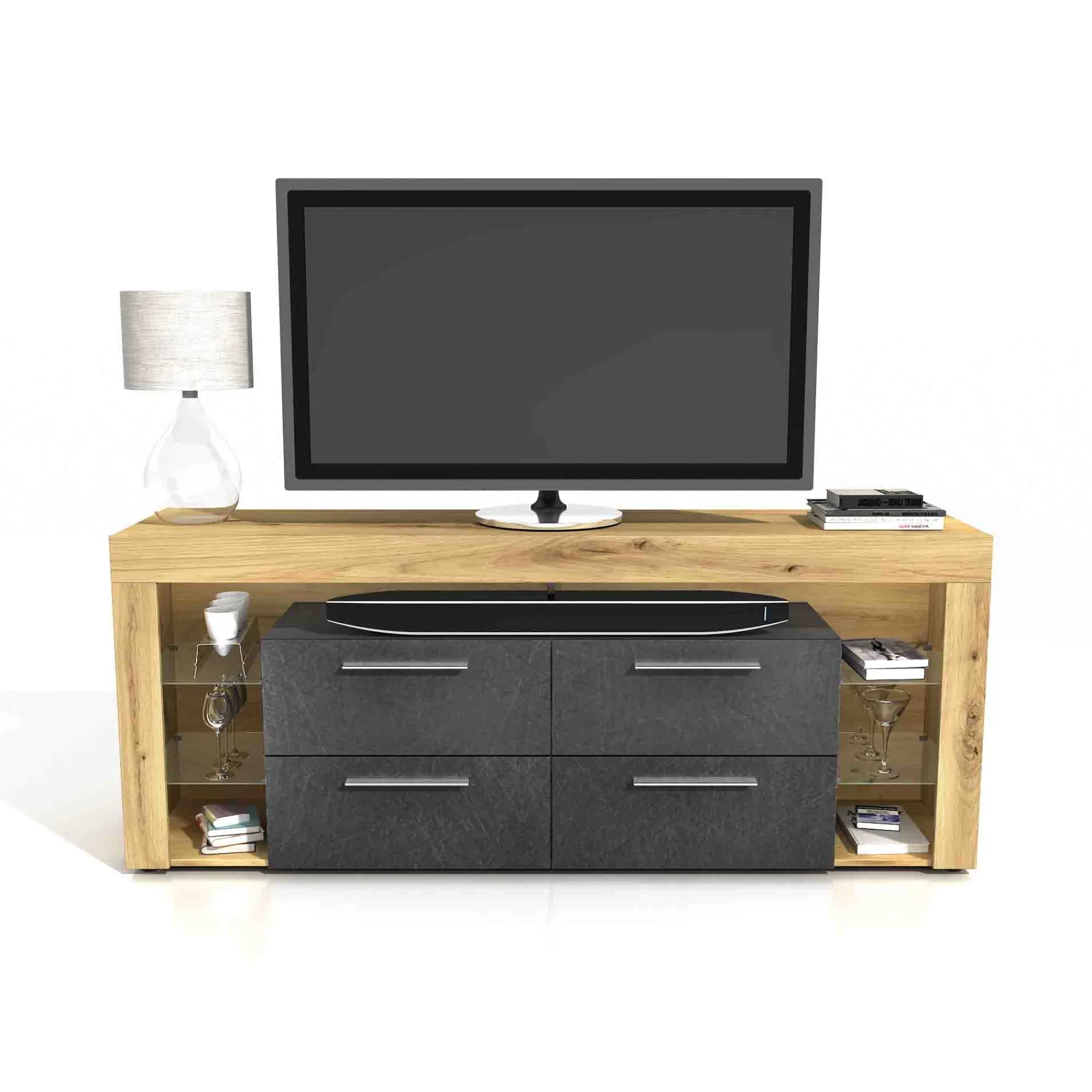 Tv Meubels^Huisenthuis TV-meubel Enrico Artisan Eiken 180x73x41 cm