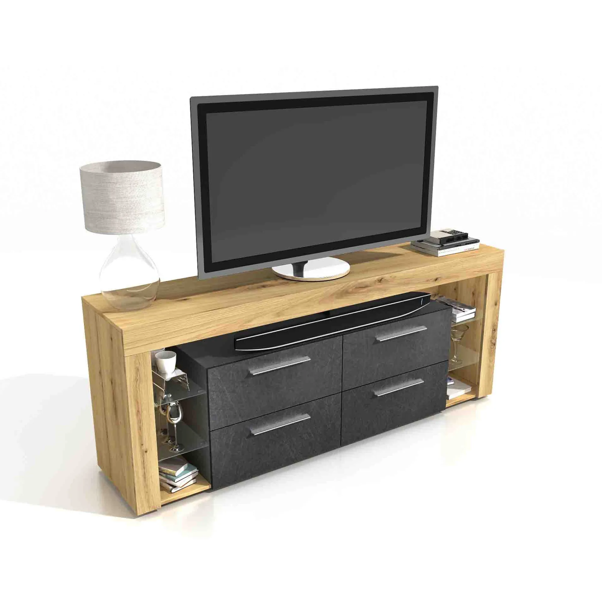 Tv Meubels^Huisenthuis TV-meubel Enrico Artisan Eiken 180x73x41 cm
