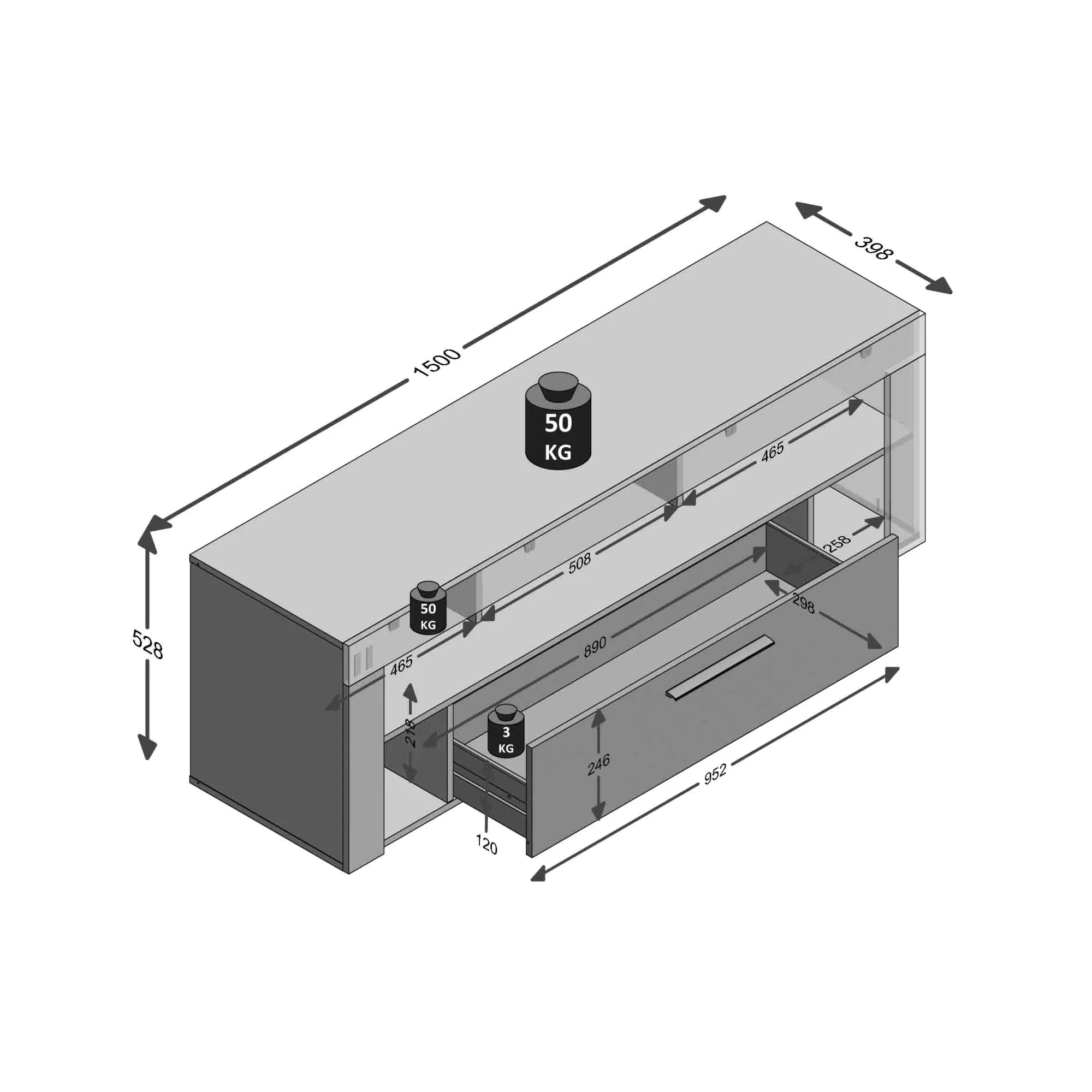 Tv Meubels^Huisenthuis TV-meubel Enrico 150x40x53 cm Beton
