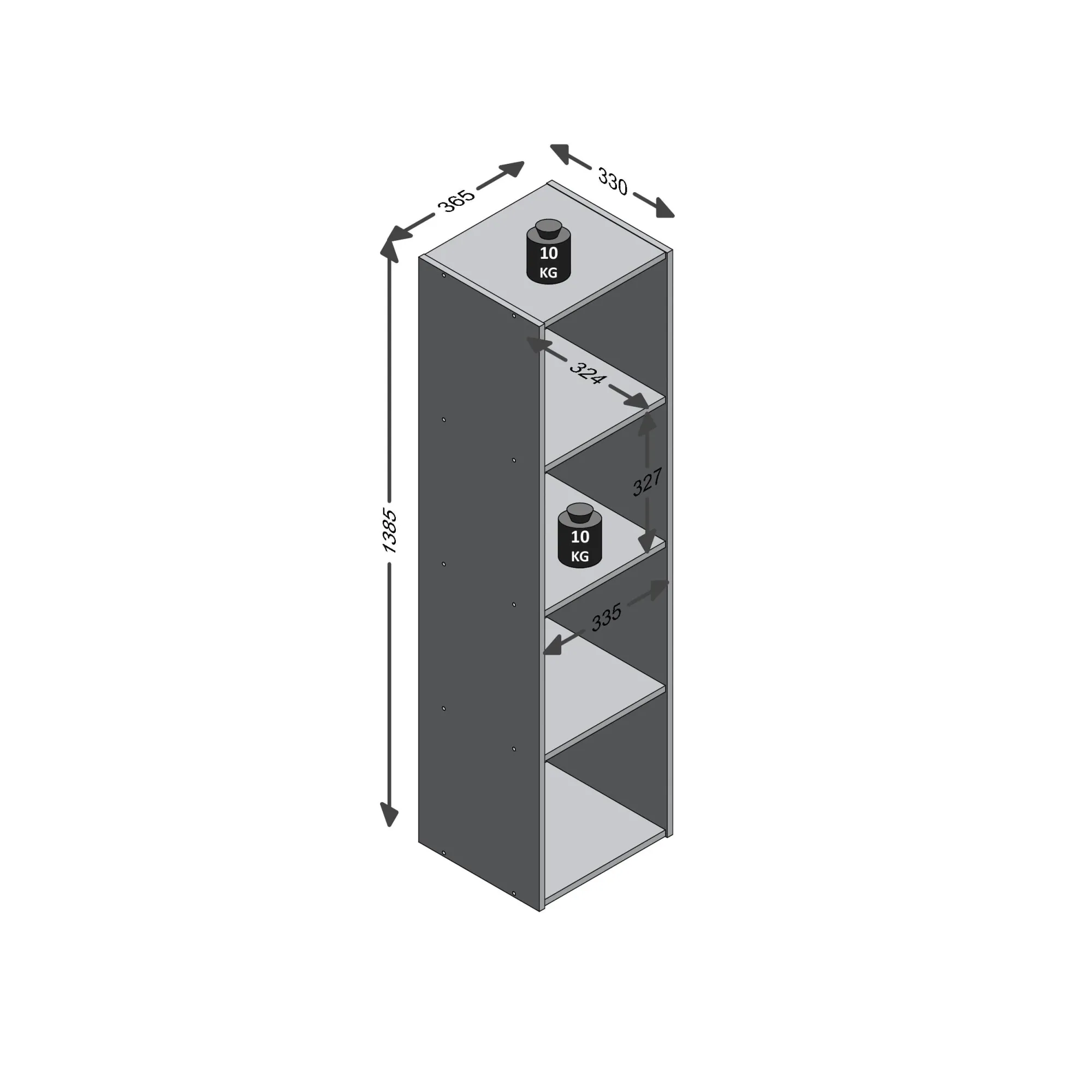 Wandrekken^Huisenthuis Vakkenkast Camiel – 37x33x139 cm Beton