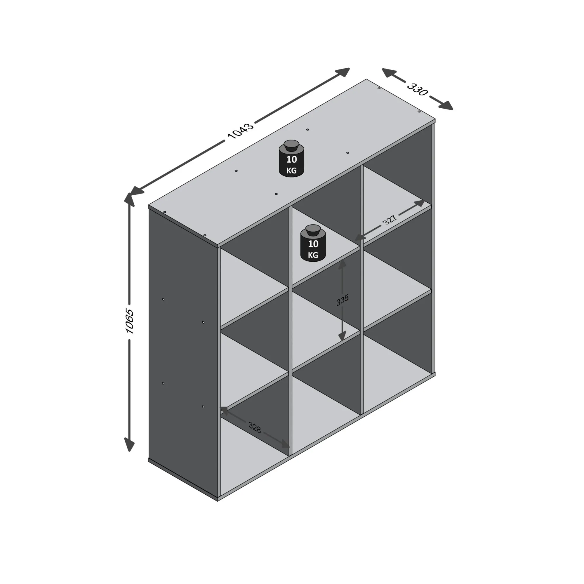 Wandrekken^Huisenthuis Vakkenkast Camiel – 104x33x107 cm – 9 vakken Wit