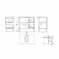 Wastafelkasten^Huisenthuis Wastafelkast Abrantes 60 cm Wit