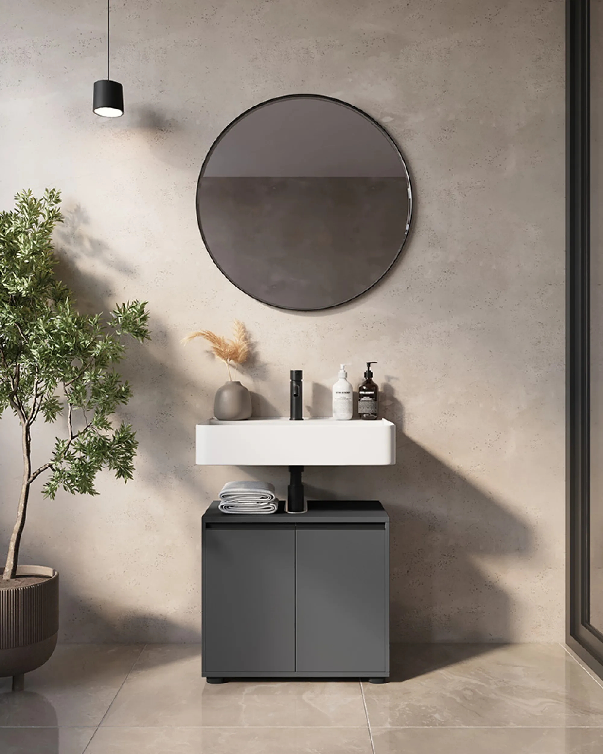 Wastafelkasten^Huisenthuis Wastafelkast Pula 63 cm Grafiet