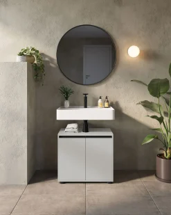 Wastafelkasten^Huisenthuis Wastafelkast Pula 63 cm Lichtgrijs