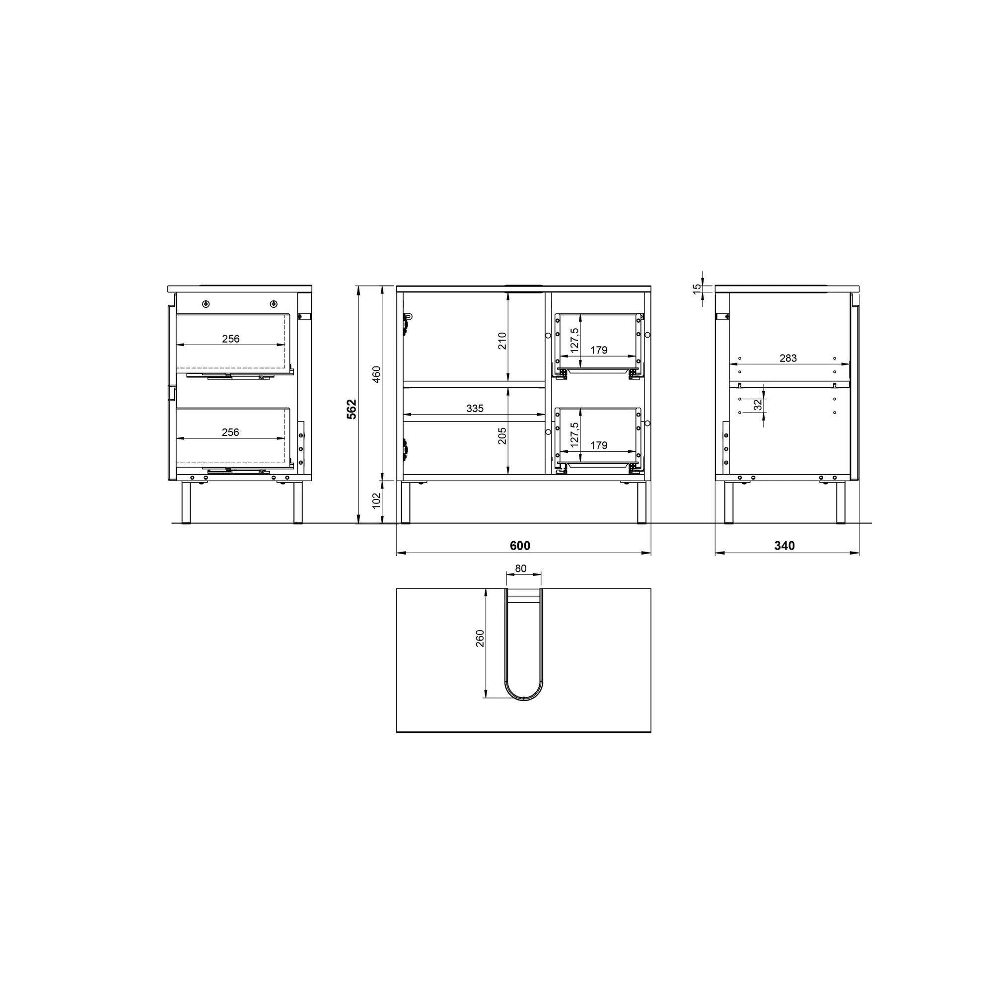 Wastafelkasten^Huisenthuis Wastafelkast Samos Eiken 60 cm