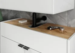 Wastafelkasten^Huisenthuis Wastafelkast Sicilia Wit Eiken Wit-Eiken